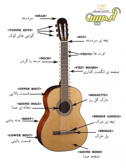 قسمت های مختلف گیتار